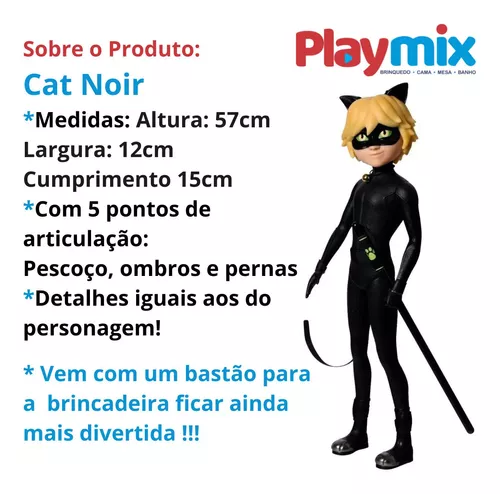 Boneco Cat Noir Miraculous Original Novabrink Com Bastão