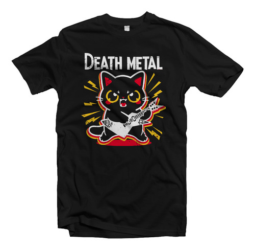 Playera Mascotas Animales Gatos Rock Gato Death Metal N01