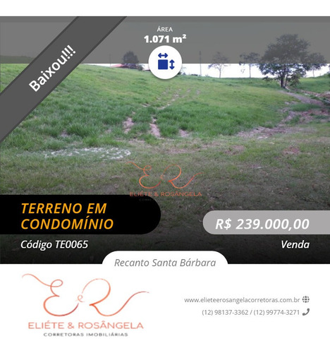 Imagem 3 de 15 de Terreno Com 1.071m2 No Condomínio Recanto Santa Bárbara - Jambeiro - Te0065