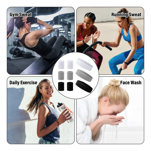 9pzs Diademas Deportivas Elásticas Absorbente Sudor Cabeza A
