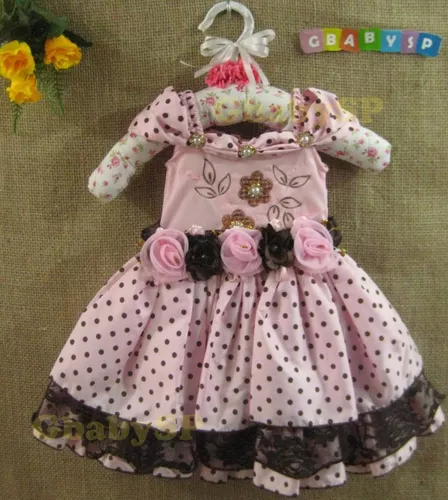 Vestido Infantil Princesa Marrom e Rosa