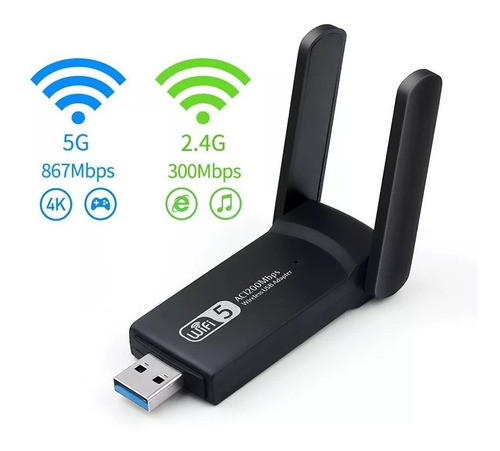 Imagem 2 de 7 de Adaptador Wifi Dual Band 1200mb 2.4/5ghz Wireless 5g Usb 3.0