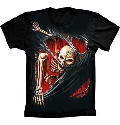 Camiseta Estilosa 3d Fullprint Skull Caveira Realista