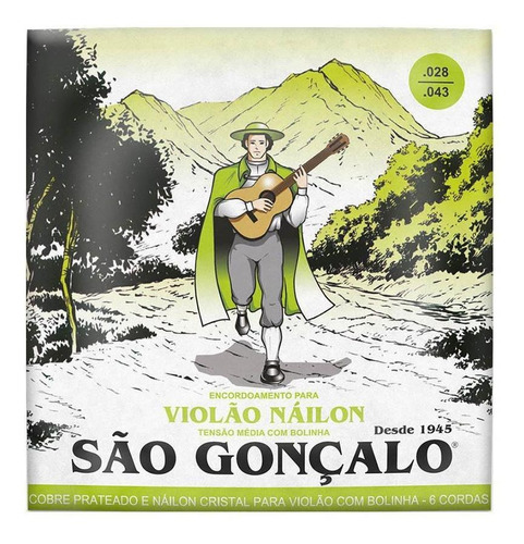 Jogo De Corda São Gonçalo Violão Náilon Bolinha Tensão Média