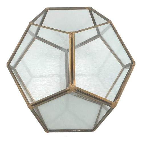 Vaso Geométrico De Metal E Vidro Dourado Ts0001