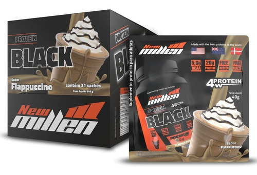 Protein Black 4w - 21 Sachês Flappuccino - New Millen