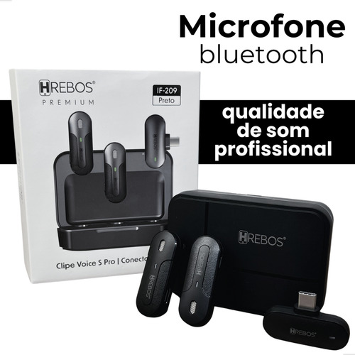 Microfone Lapela Sem Fio Profissional Hrebo If-209 Tipo-c