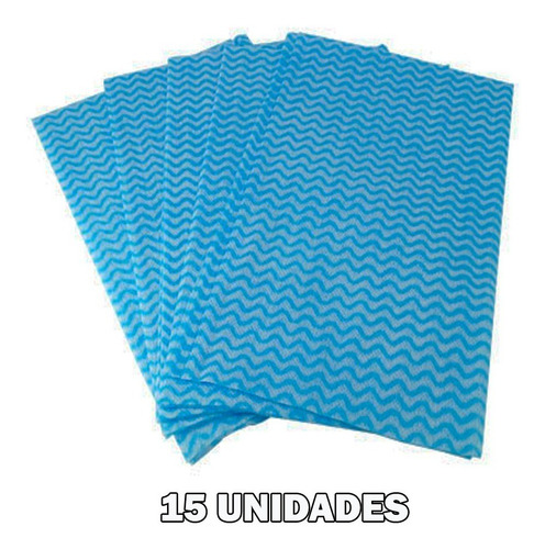 15 Panos De Limpeza Multiuso 30x50cm Limpa Seca E Da Brilho Cor Azul
