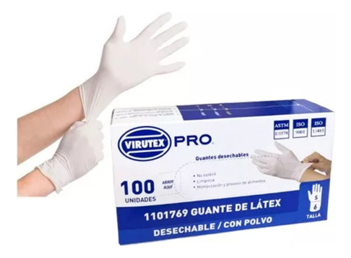 Guante De Latex Blanco X 100 S-m-l