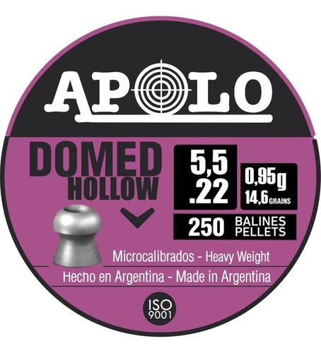 Balines Apolo Domed Hollow Lata X 250 Unidades 14.6 Grains