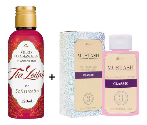  Kit Óleo Massagem Ylang Ylang Relaxante Gel Mustash Classic