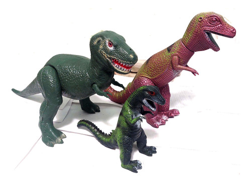 Lote De 3 Dinosaurios Bootlegs Vintage Plastico Inflado 30cm