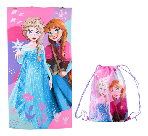 Toalla Playera + Morral Cordel Frozen 