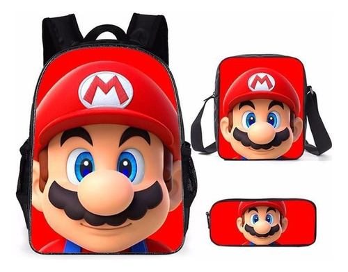 Mochila Estilo Super Mario 3pcs Mochila Escolar De Impresión