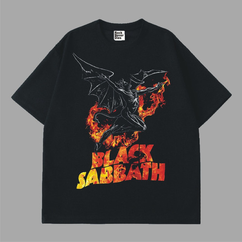 Remera Oversize Fsz Black Sabbath Angel 100% Algodón Negra