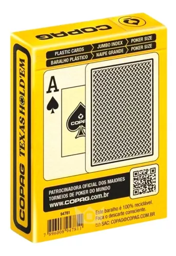 JOGO BARALHO COPAG TEXAS HOLD COM 55 CARTAS NAIPE GG