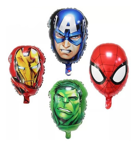 4 Globos Hulk Iron Man Capitan America Y Hombre Araña