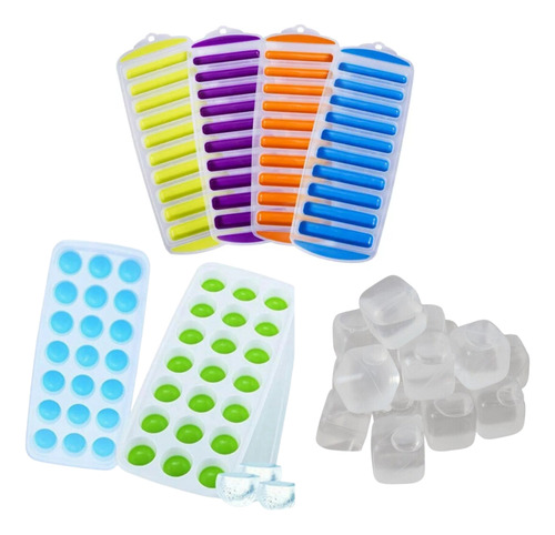 Cubeteras Para Hacer Hielo Freezer + Cubitos Reutilizables