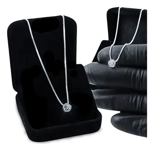 Colar Prata 925 Feminino Ponto De Luz Brilhante