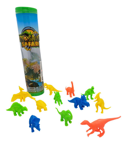 Animales X12 Dinosaurio Rex Pack Tubo Set Adorno Torta Balde