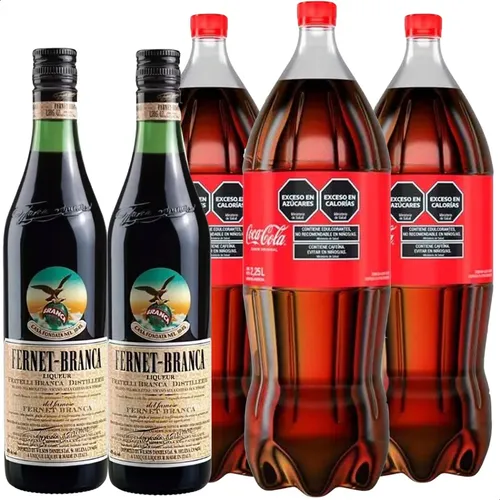 Combo 2 Fernet Branca 750ml + 3 Coca Cola 2.25ml