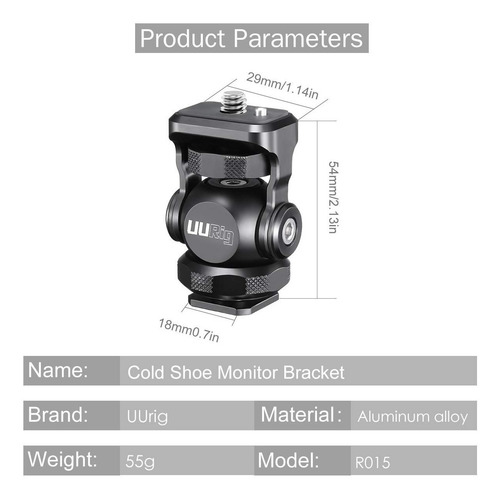 Imagen 4 de 10 de Cabezal Zapata Bola Montura Monitor Luz Mic Uurig R015