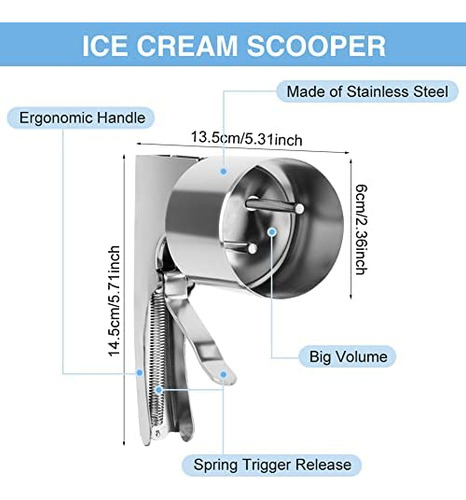 Cuchara Para Helado, Cuchara Para Helado Cilíndrica Con Acer