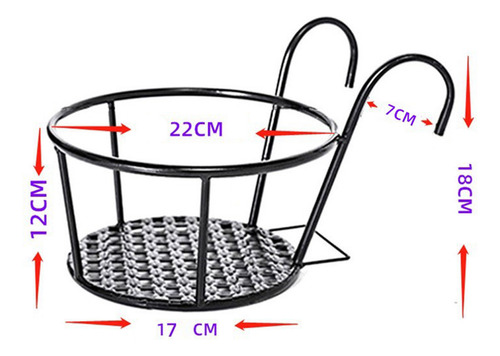 2 Maceta Colgante Soporte Estante Barandilla Balcón Negro