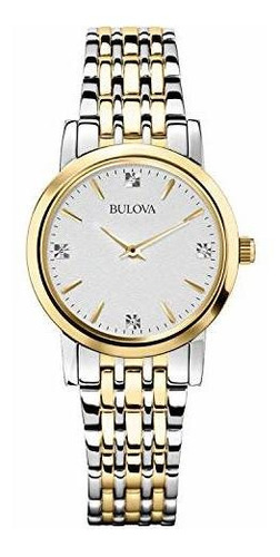 98p115 Diamante Acentuó El Tono Plateado De Bulova Mujeres R