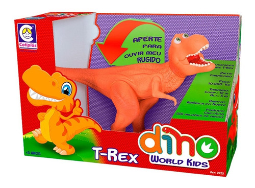 Dinossauro T Rex Dino World Kids Com Som Laranja Cotiplas