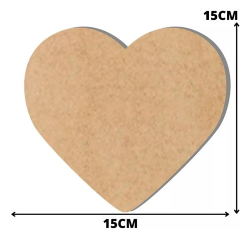 Coração 15x15 Mdf 15mm Cru Madeira