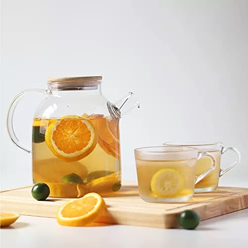 Tetera de vidrio con infusor – Hervidor de té de vidrio para estufa con  filtro de acero inoxidable extraíble, apto para microondas y lavavajillas
