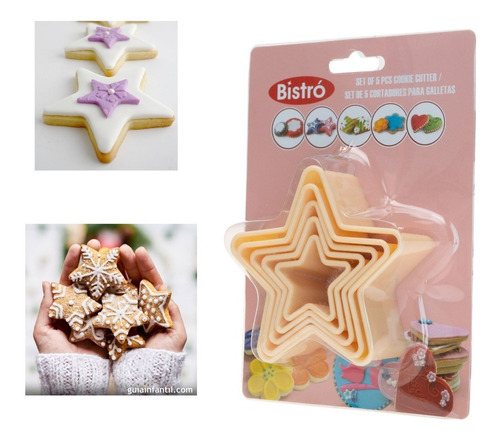 Molde Cortador De Galletas Estrellas Repostería Fondant