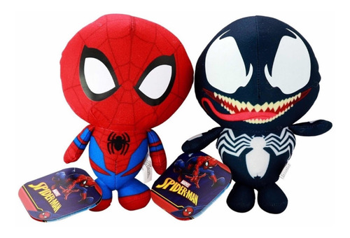 2 Peluches Petit Spiderman Venom Hombre Araña Spider Marvel
