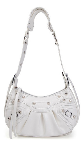 Cartera De Mujer Importada Bandolera Chelsea Tachas Hebilla Blanco
