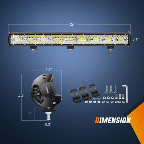 Barra De Luz Led De 26 Pulgadas, 540 W, Combo De Pun 5736741