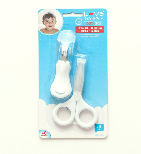 Higiene Cuidado Bebe Tijera Y Alicate Con Lupa Love 8950 Color Blanco