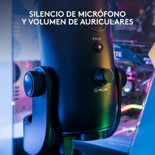 Micrófono Logitech Yeti Blue Streaming Multipatrón Usb Black Color Negro