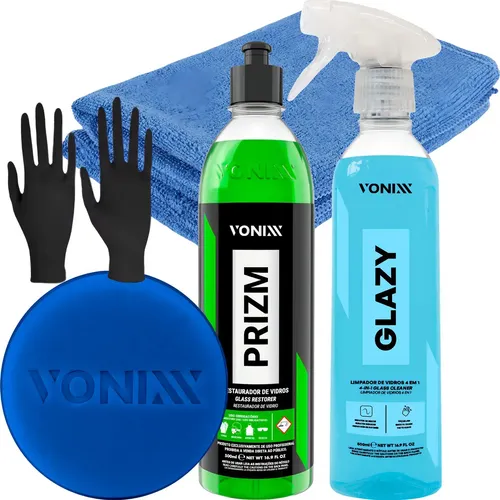 Kit  Glazy 500ml Prizm Aplicador Pano Redutor De Risco Vonixx