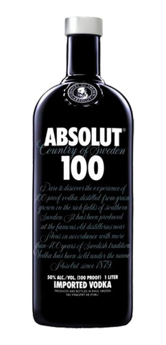 Vodka Absolut 100, 50% Alc 1 Litro