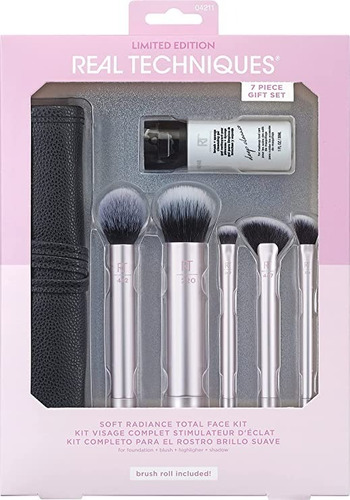Real Techniques Brochas Polvo Rubor Base Iluminar + Estuche