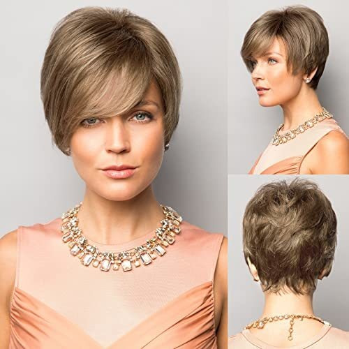 Emmor Short Ash Blonde Wigs For Women Memory Fiber 6cybk