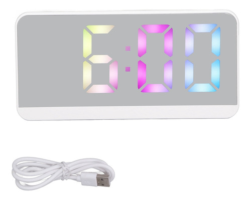 Reloj Led De Dormitorio Blanco Con Alarma Digital Y Pantalla