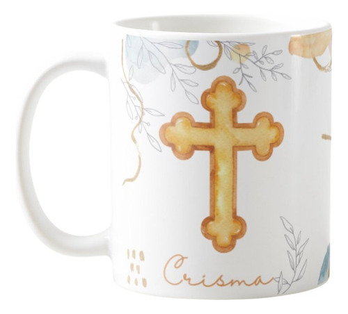 Caneca Cerâmica Crismando 325ml Presente Crisma Católica Cor Branco Lembrança Crisma