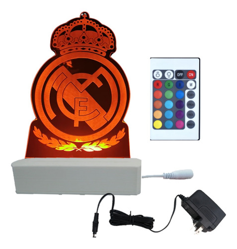 Lámpara Real Madrid De Acrílico Rgb Con Control