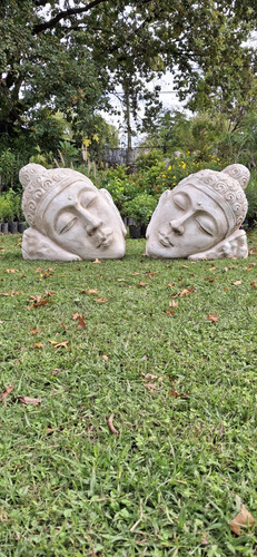 Cabeza Buda Gigante 75 Cm De Alto De Resina Retiro Del Local Crema