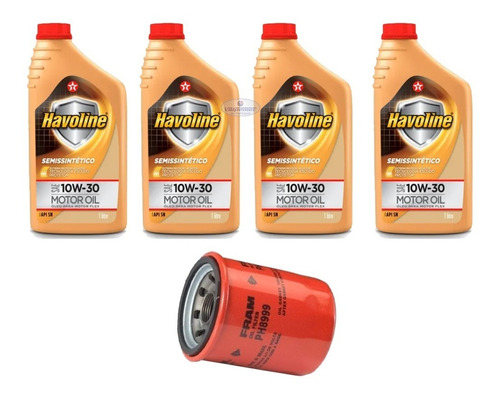 Filtro + 4 Litros De Óleo 10w30 Havoline Semisintético Tx085