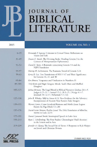 Journal Of Biblical Literature 134.1 (2015), De Reinhartz, Adele., Vol. 134. Editorial Soc Of Biblical Literature, Tapa Blanda En Inglés, 2015