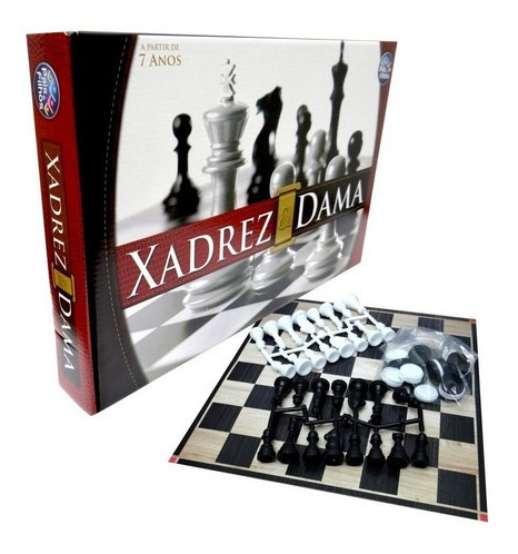 Imagem 2 de 8 de Jogo Xadrez E Dama Clássico Estratégico Infantil Adulto 56pc