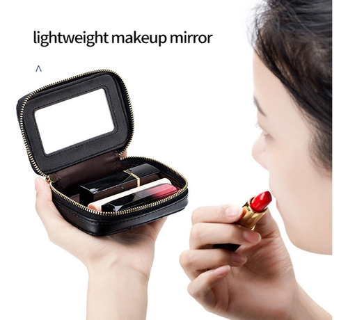 . Estuche Para Lápiz Labial Con Espejo Portátil Para Bolso